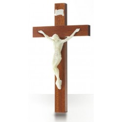 Croix en  bois acajou, Christ phosphorescent
