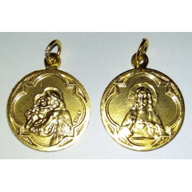 Médaille Saint Antoine et Sacré Coeur, rond. 1,7 cm.