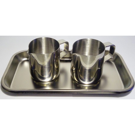 Set de burettes avec plateau, en acier inoxydable Set de burettes avec plateau, en acier inoxydable
