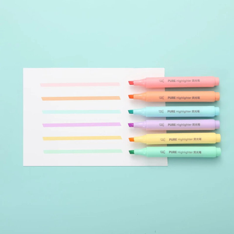 Surligneur couleurs pastel, 6 pièces/ensemble