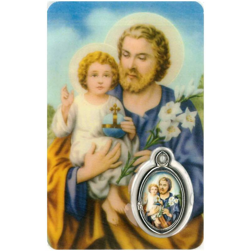 Carte-prière avec médaille - Saint Joseph