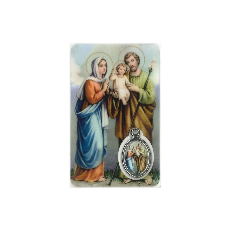 Carte-prière avec médaille - Sainte Famille