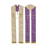 Étole réversible bicolore pour prêtre - blanc/violet ou vert/rouge - mod. 3