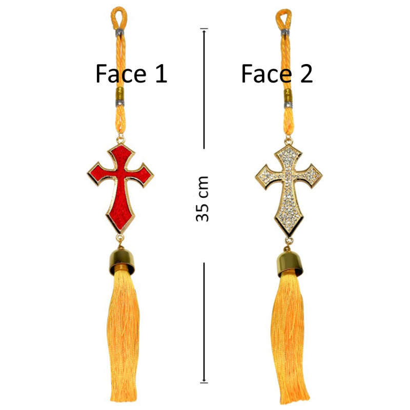 Croix à suspendre - voiture - jaune