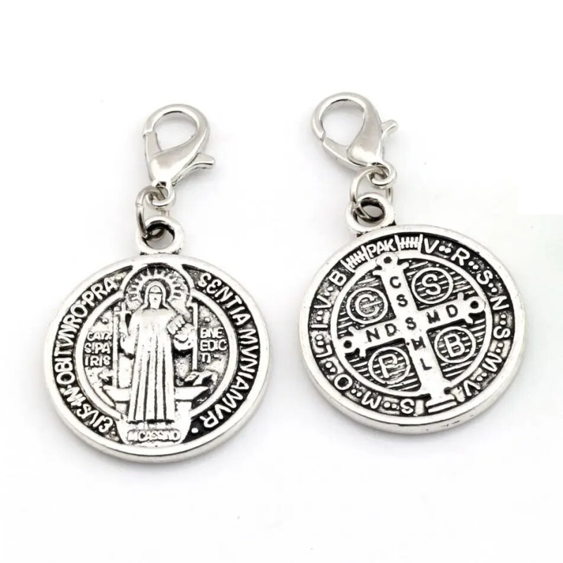 Médaille Saint Benoit avec mousqueton (porte-clé) 2,1 cm - alliage de zinc