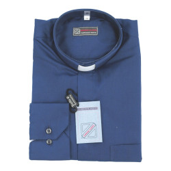 Chemise clergy - manches longues (100% coton) 🇮🇹 , en noir, bleu, gris
