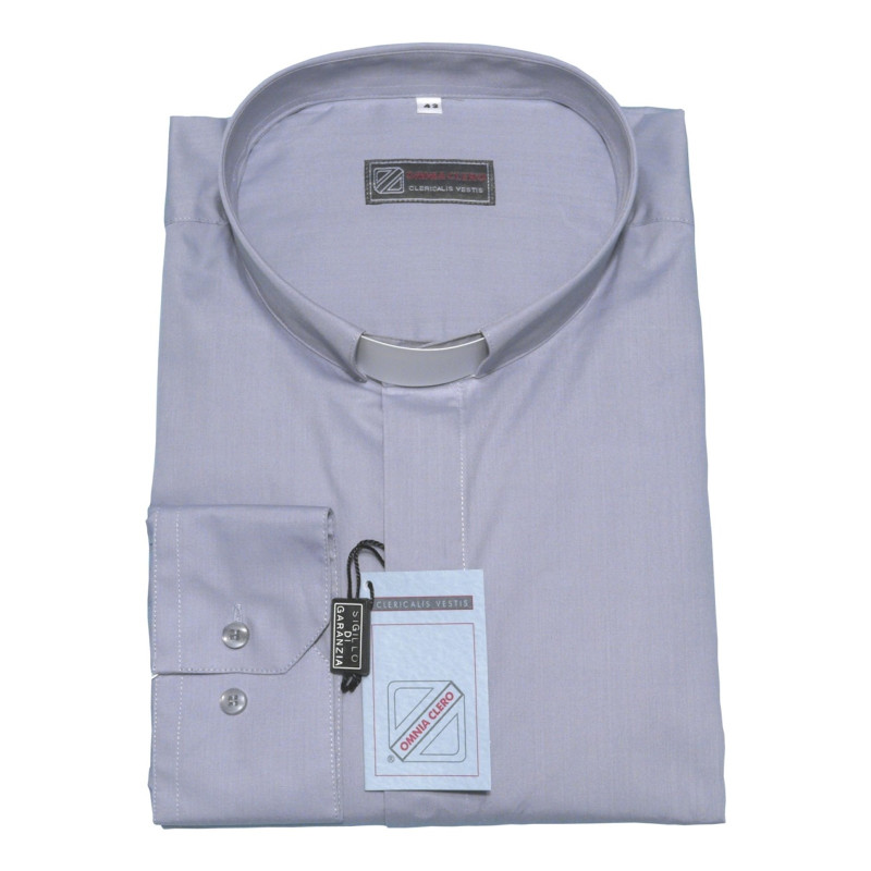 Chemise clergy - manches longues (100% coton) 🇮🇹 , en noir, bleu, gris