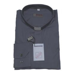Chemise clergy - manches longues (100% coton) 🇮🇹 , en noir, bleu, gris