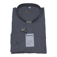 Chemise clergy - manches longues (100% coton) 🇮🇹 , en noir, bleu, gris