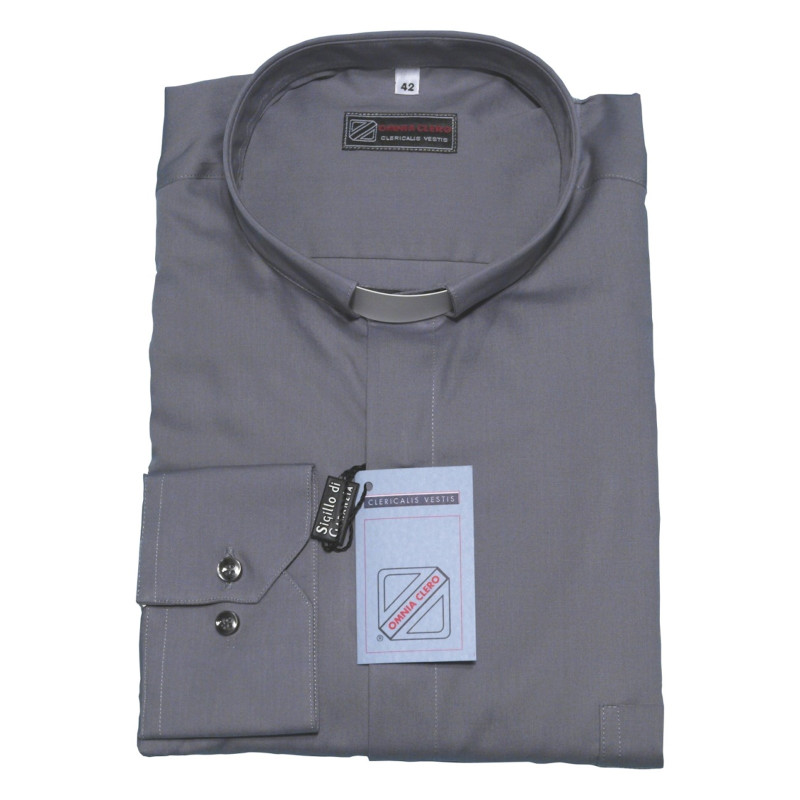 Chemise clergy - manches longues (100% coton) 🇮🇹 , en noir, bleu, gris