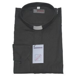 Chemise clergy - manches longues (100% coton) 🇮🇹 , en noir, bleu, gris