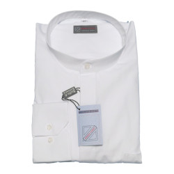 Chemise Soutane Blanche 100% Coton Fil à Fil - Col Mao - Confection Italienne 🇮🇹 Omnia Clero