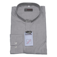 Chemise clergy coton fil à fil - manches longues - bleu, blanc, gris