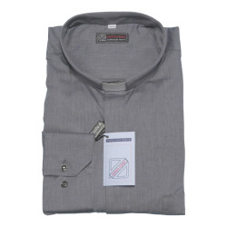 Chemise clergy coton fil à fil - manches longues - bleu, blanc, gris