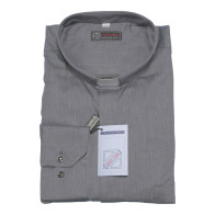 Chemise clergy coton fil à fil - manches longues - bleu, blanc, gris