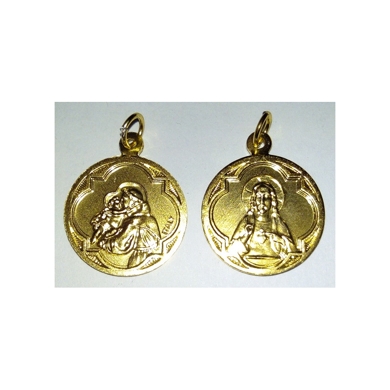 Saint Antoine et Sacré Coeur (aluminium) 1,7 cm, argenté ou doré